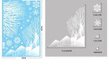 Schéma des dimensions : stickers renne dans un paysage de montagne enneigée, 20 x 30 cm