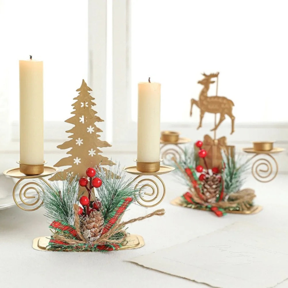 Bougeoir doré Noël