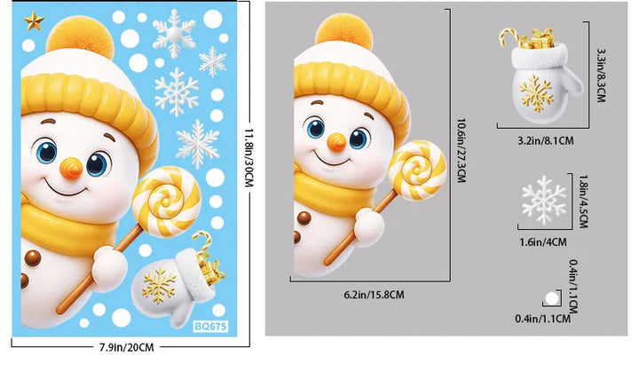 Sticker gros plan sur un bonhomme de neige tenant une sucette torsadée, planche cotée