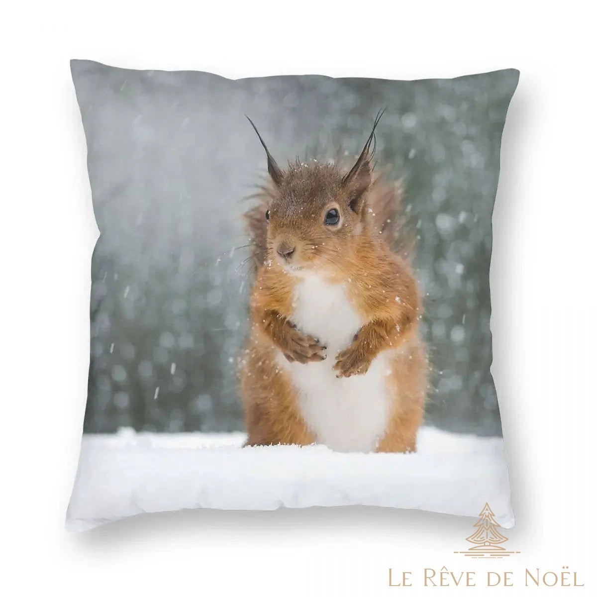 Housse de coussin écureuil neige