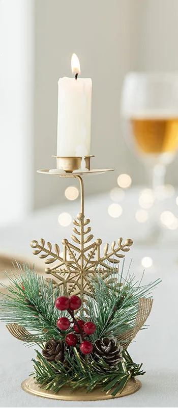 Bougeoir doré Noël