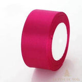 Ruban satin de Noël rose fuchsia vif, bobine à la brillance satinée