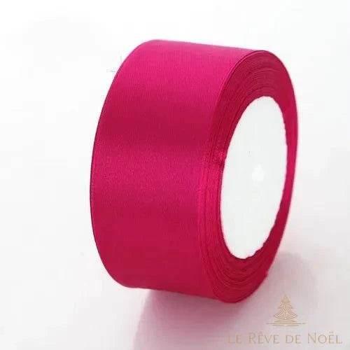 Ruban satin de Noël rose fuchsia vif, bobine à la brillance satinée