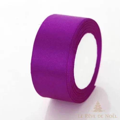 Ruban satin de Noël pourpre violacé vif, bobine à la brillance satinée