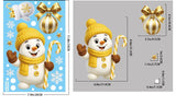 Sticker bonhomme de neige agitant la main, canne en bonbon dorée, planche cotée