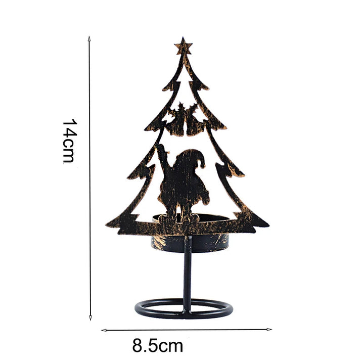 Schéma coté du bougeoir sapin silhouette Père Noël en métal : 14 cm de hauteur, 8,5 cm de largeur