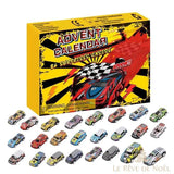 Coffret calendrier de l'Avent voitures de course et 24 petites voitures miniatures colorées