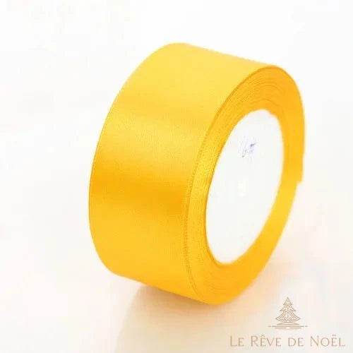 Ruban satin de Noël jaune ambré doré, bobine à la brillance satinée