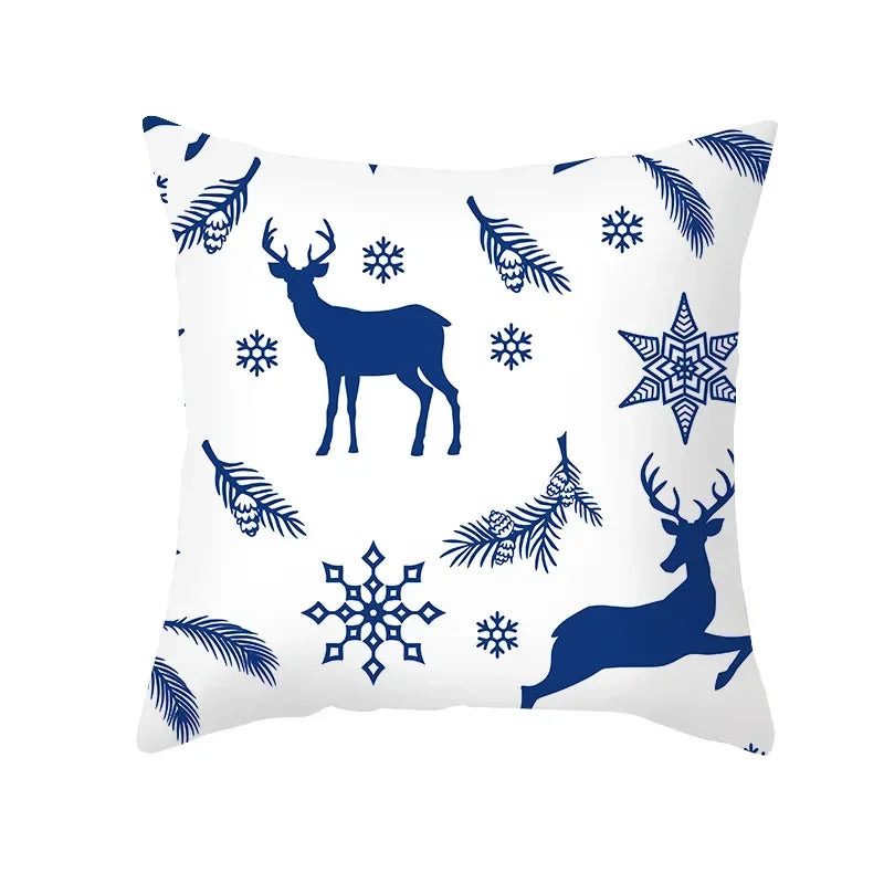 Housse coussin Noël bleue