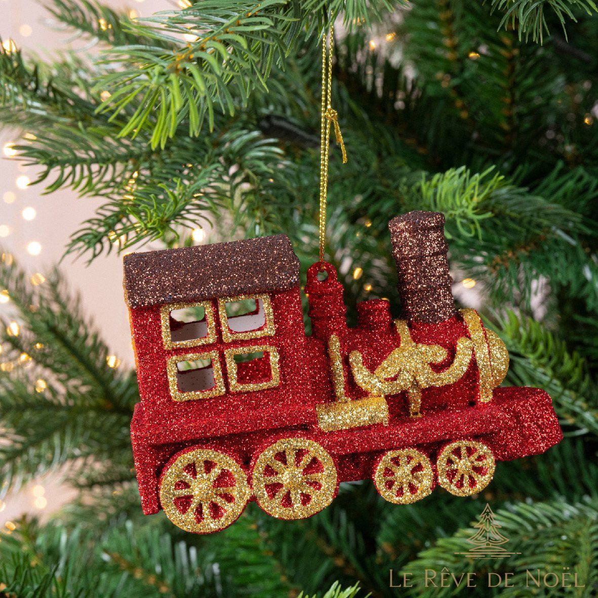 Boule Train de Noël rouge