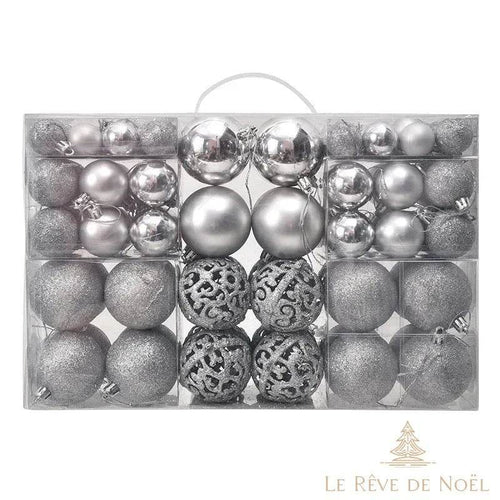 lot de boules de noel argent
