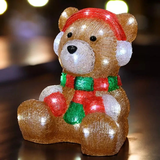 Ours de Noël lumineux en acrylique