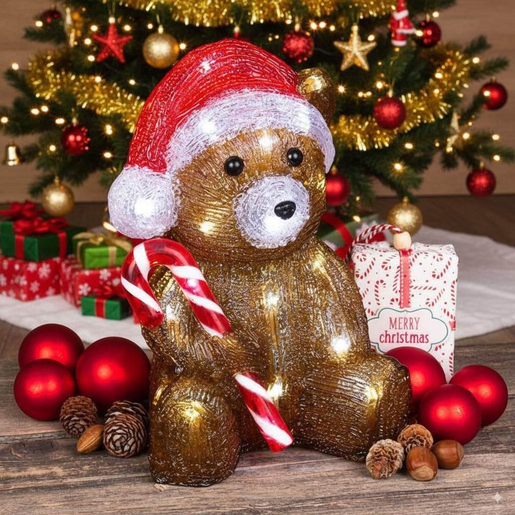Ours de Noël lumineux en acrylique