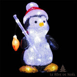 Pingouin lumineux acrylique illuminé - Le Rêve De Noël - Décorations de Noël