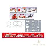 Schéma de montage et liste des pièces du train : tracés possibles de 74 cm ou 133 x 74 cm