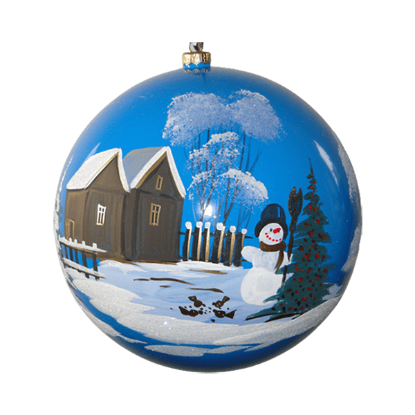 Boule de Noël faite main - Bleu clair - Bonhomme de neige