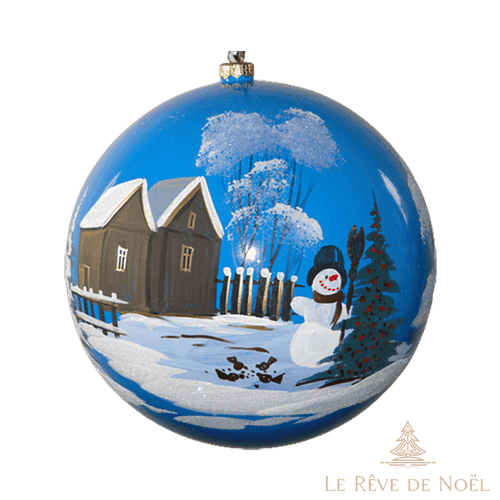 Boule de Noël faite main - Bleu clair - Bonhomme de neige