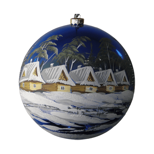 Boule de Noël faite main - Bleu nuit - Cabanes dans la nuit