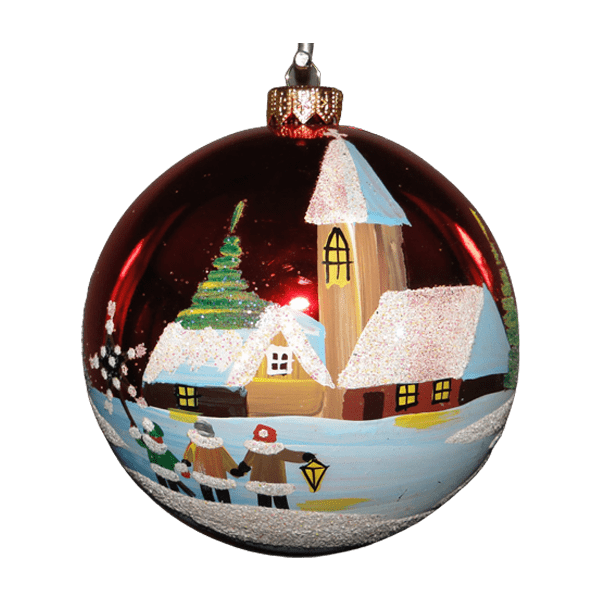 Boule de Noël faite main - Bordeaux - Enfants devant le clocher