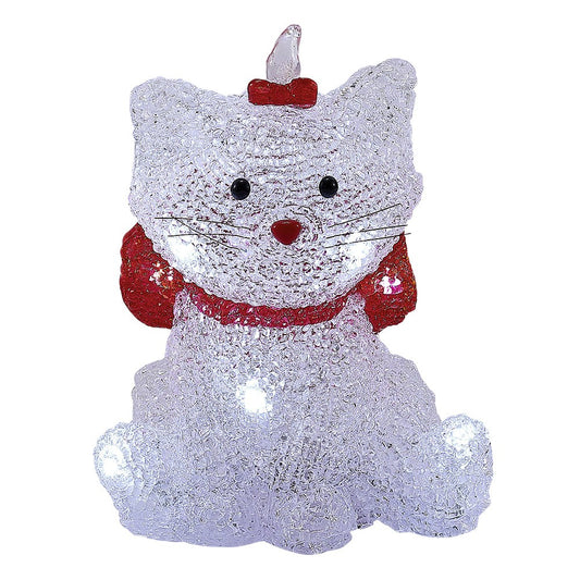Chat-nœud-rouge-lumineux-en-acrylique-10-Led-decoration-de-Noel