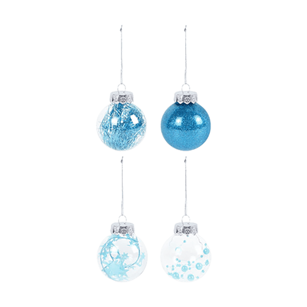 Lot de 24 boules création 6cm - Bleu clair - Décorations de Noël