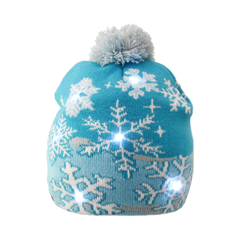 Bonnet de Noël  Led - Flocon bleu