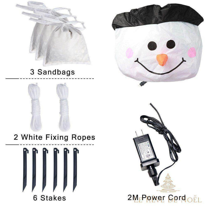 Accessoires fournis : 3 sacs de sable, 2 cordes de fixation, 6 piquets et câble d'alimentation de 2 m