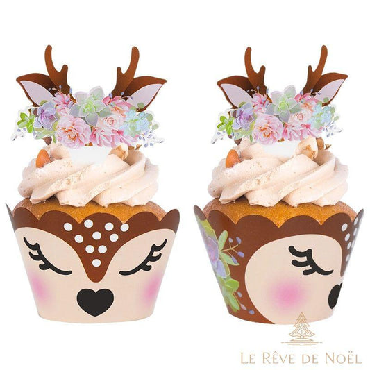 Emballage de Cupcake de Noël : 24 pièces Renne