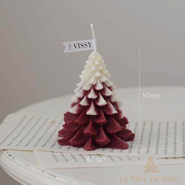 Bougie de Noël - Sapin rouge enneigé