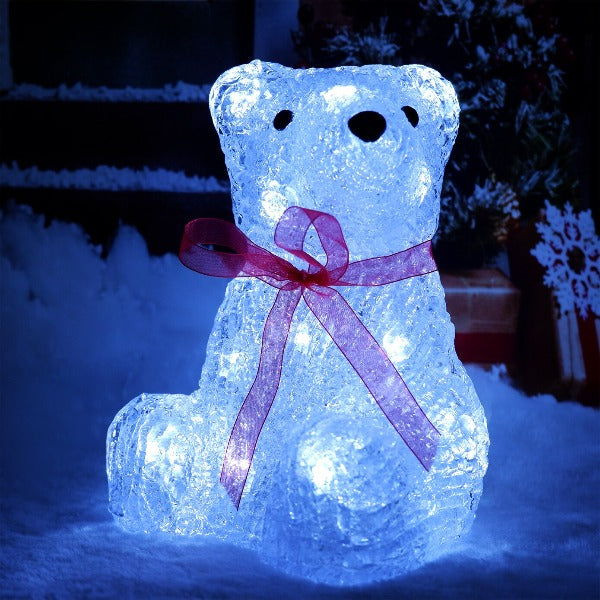 Décoration illuminée de Noël acrylique - Ours blanc