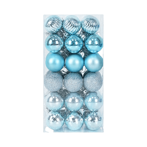 Lot de 36 boules mixtes 4 cm - Bleu clair