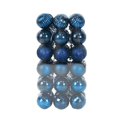 Lot de 36 boules mixtes 4 cm - Bleu foncé