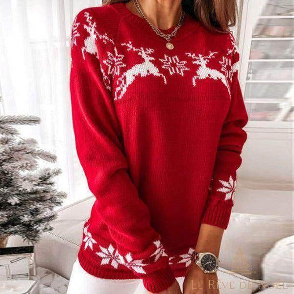 CR ROLECOS Pull De Noël Femme Tricot Drôle - Pull à Manches Longues Col Rond Imprimé Arbre De Noël, Chaud Et Confortable