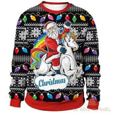 Pull de Noël - Père Noël sur une licorne