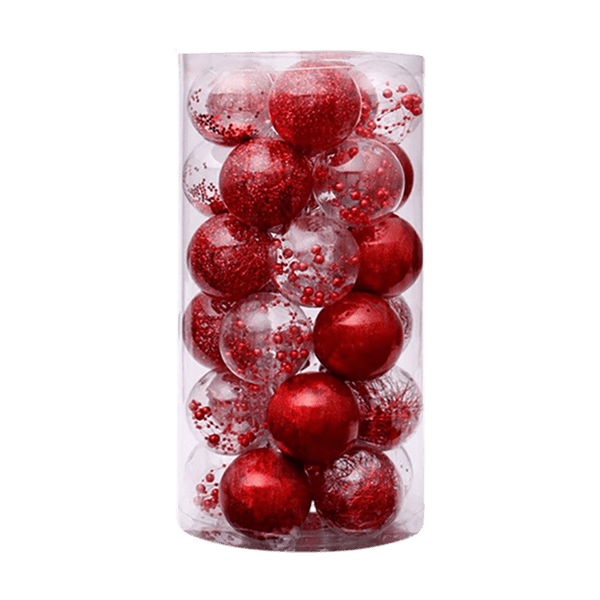 Lot de 24 boules création 6cm - Rouge - Décorations de Noël