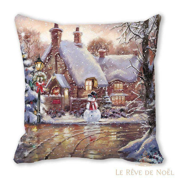 Housse coussin bonhomme de neige