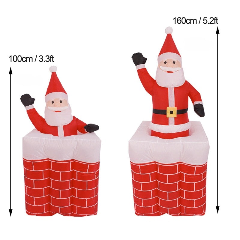 tructure de Noël gonflable : Père Noël sortant de la cheminée