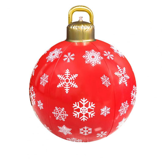 Boule de Noël gonflable 60 cm : Rouge avec Flocons