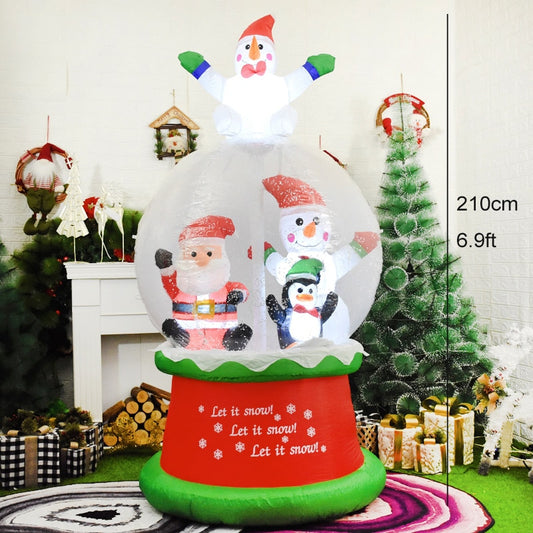 Structure de Noël gonflable : Boule de neige Bonhomme de neige et Père Noël