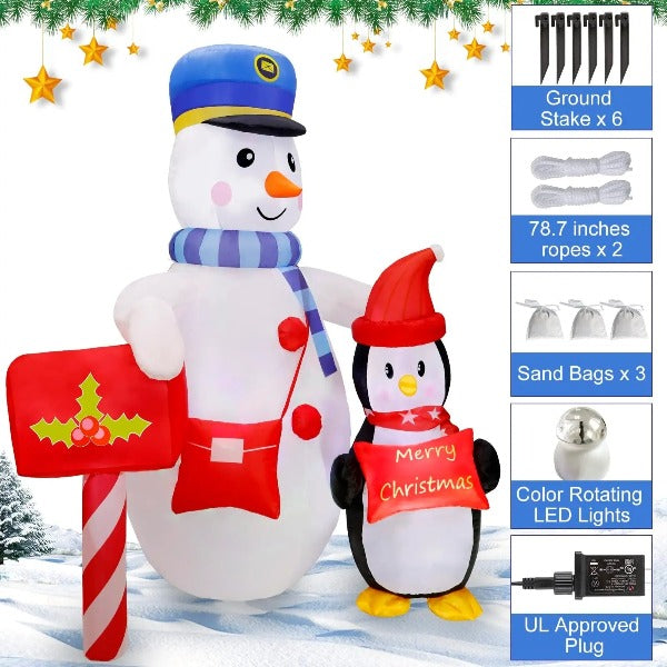 Structure de Noël gonflable - Bonhomme de neige facteur – Le rêve de Noël