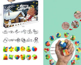 Boîte du calendrier casse-tête et ses 24 énigmes : puzzles métalliques et boules colorées