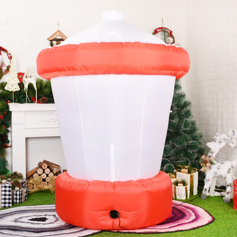 Structure de Noël gonflable : Manège enneigé avec Père Noël Sapin Bonhomme de neige