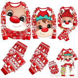 Pyjama de Noël à plat : hauts à motif tête de renne, pantalon rayé et body pour bébé