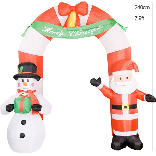 Structure de Noël gonflable : Arc avec Père Noël et bonhomme de neige