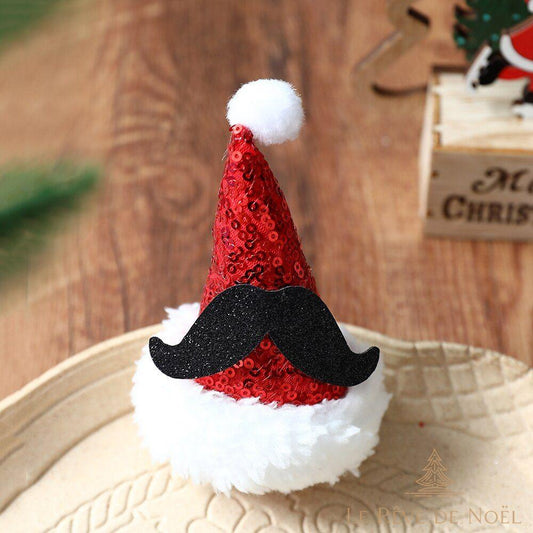 Pince à cheveux de Noël : Chapeau moustache