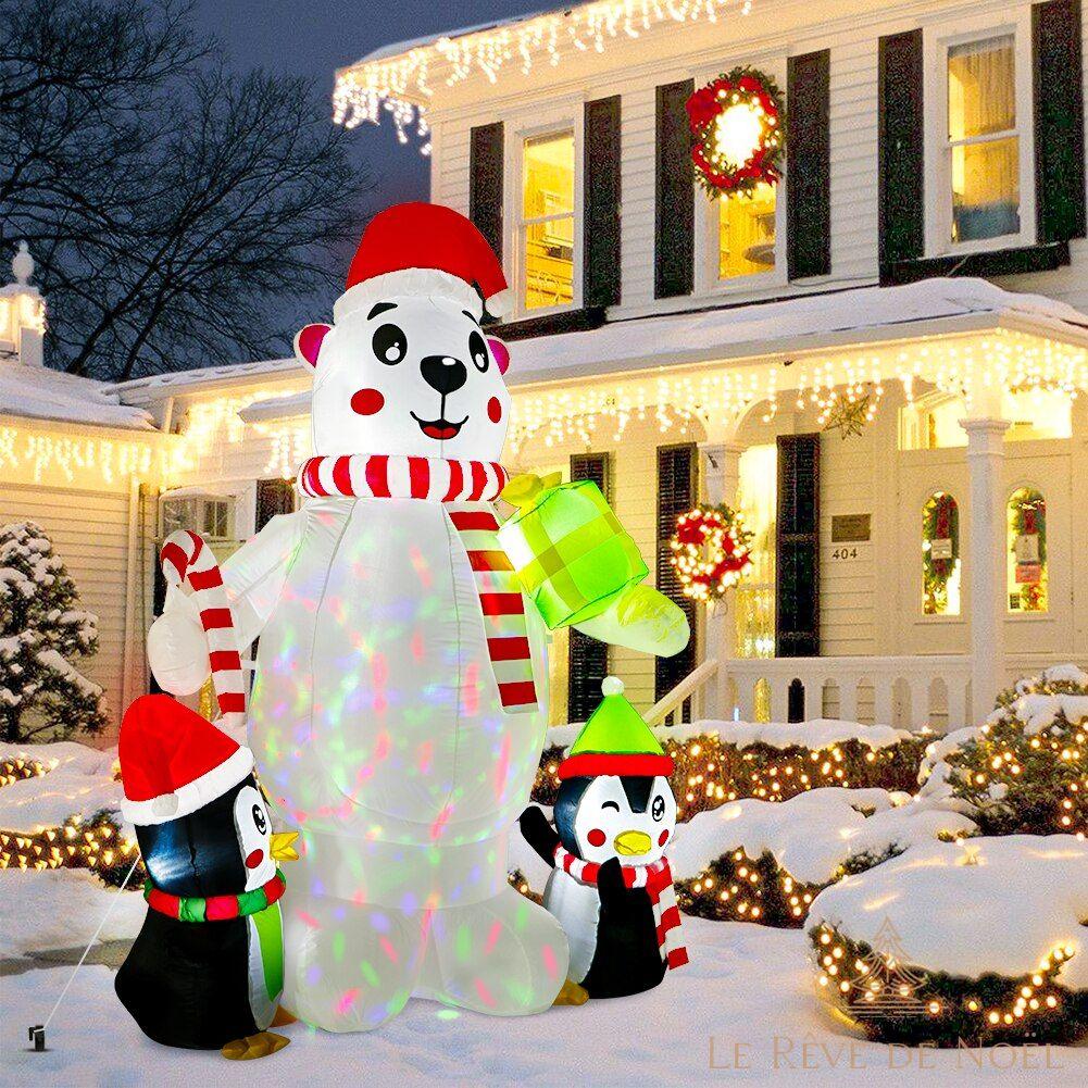 Structure de Noël gonflable :  Ours polaire avec pingouin