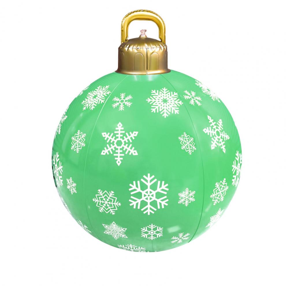 Boule de Noël gonflable 60 cm : Verte avec Flocons