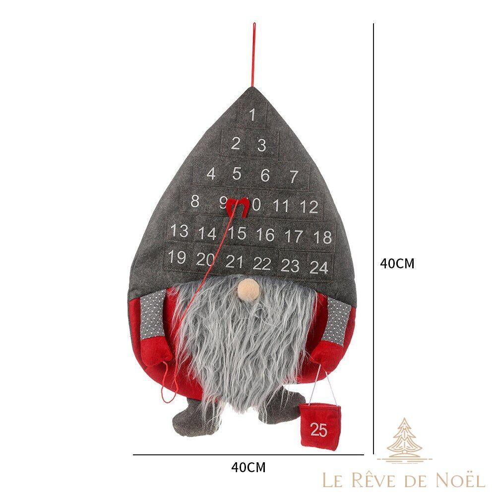 Calendrier de l'avent : Lutin Chapeau Gris en feutrine à remplir