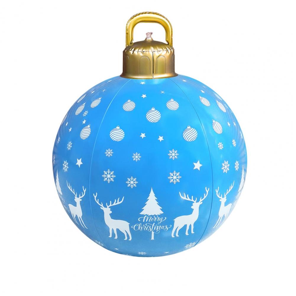 Boule de Noël gonflable 60 cm : Bleue avec Rennes