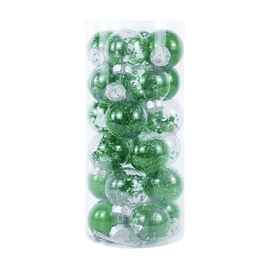 Lot de 24 boules création 6cm - Vert - Décorations de Noël